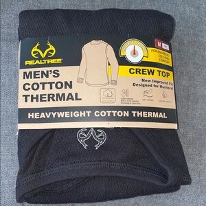 Realtree Black Heavyweight Cotton Thermal Crew Top size  medium